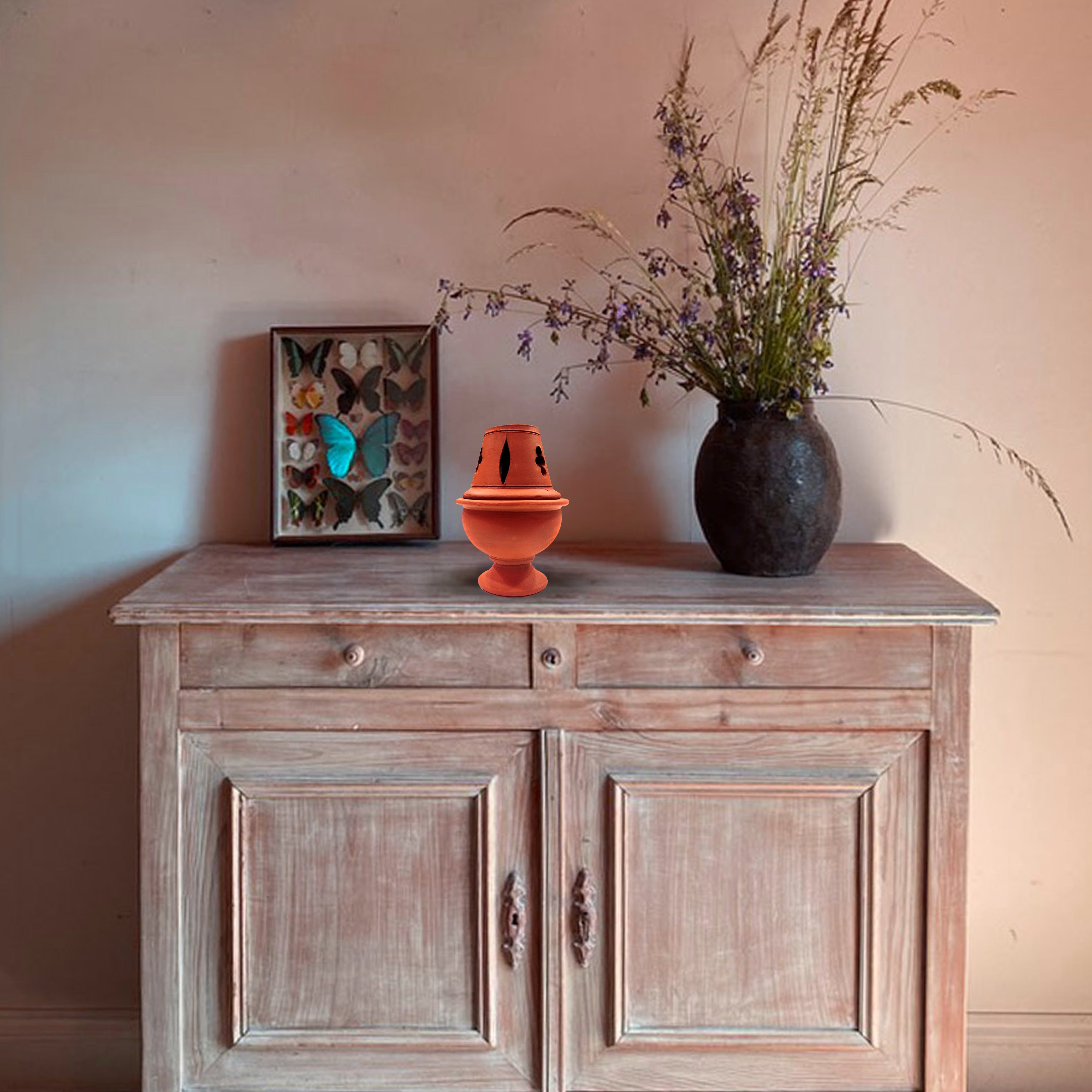 MITAKSI Crafts | Terracotta Oil Diya with Designed Cover | Mitti ka Diya