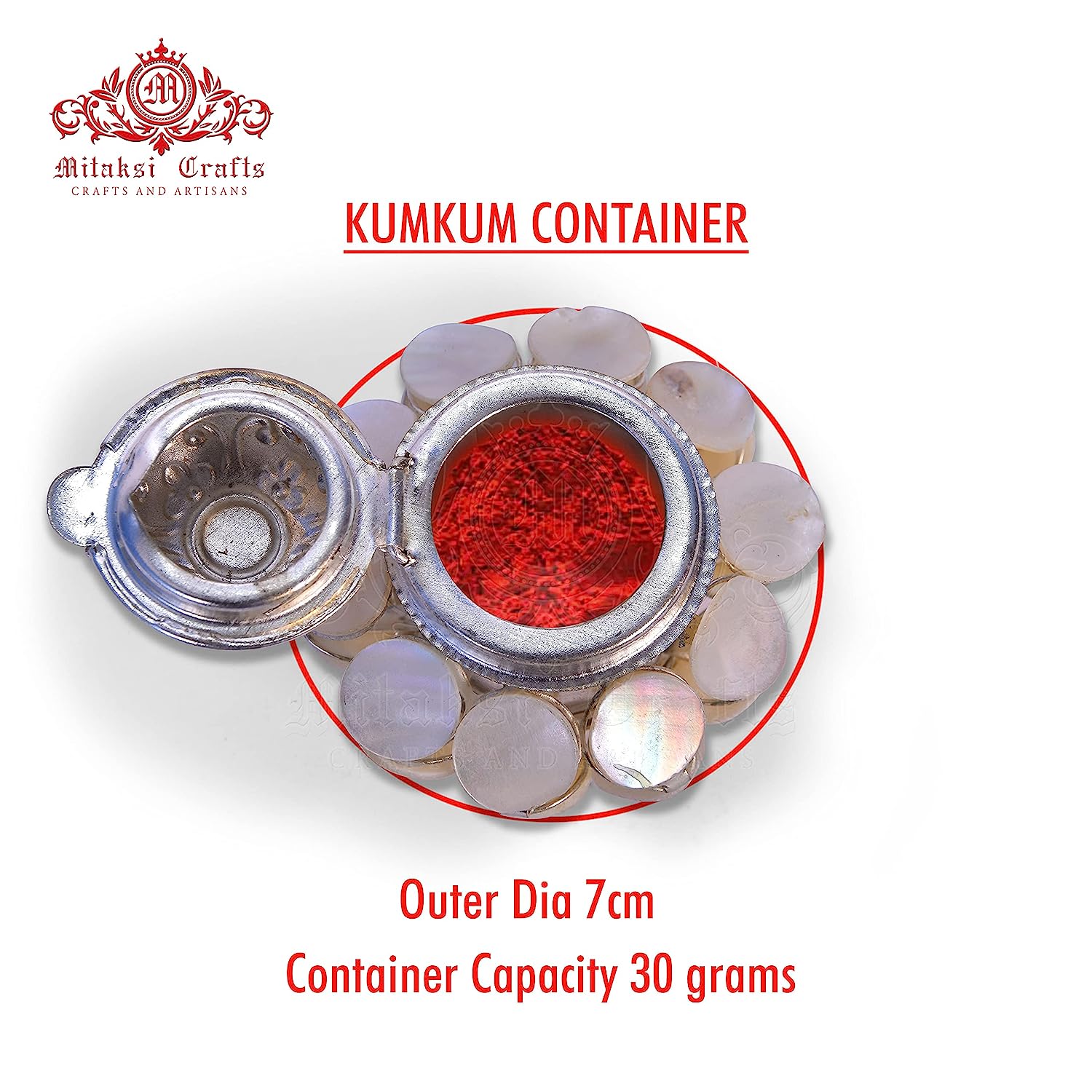 White and Multi Colour Mother of Pearls - Sindoor Box Pack of 2