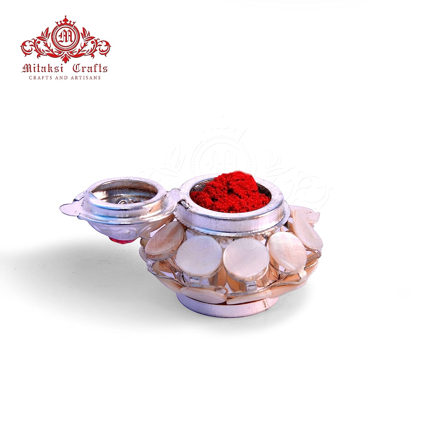 White and Multi Colour Mother of Pearls - Sindoor Box Pack of 2