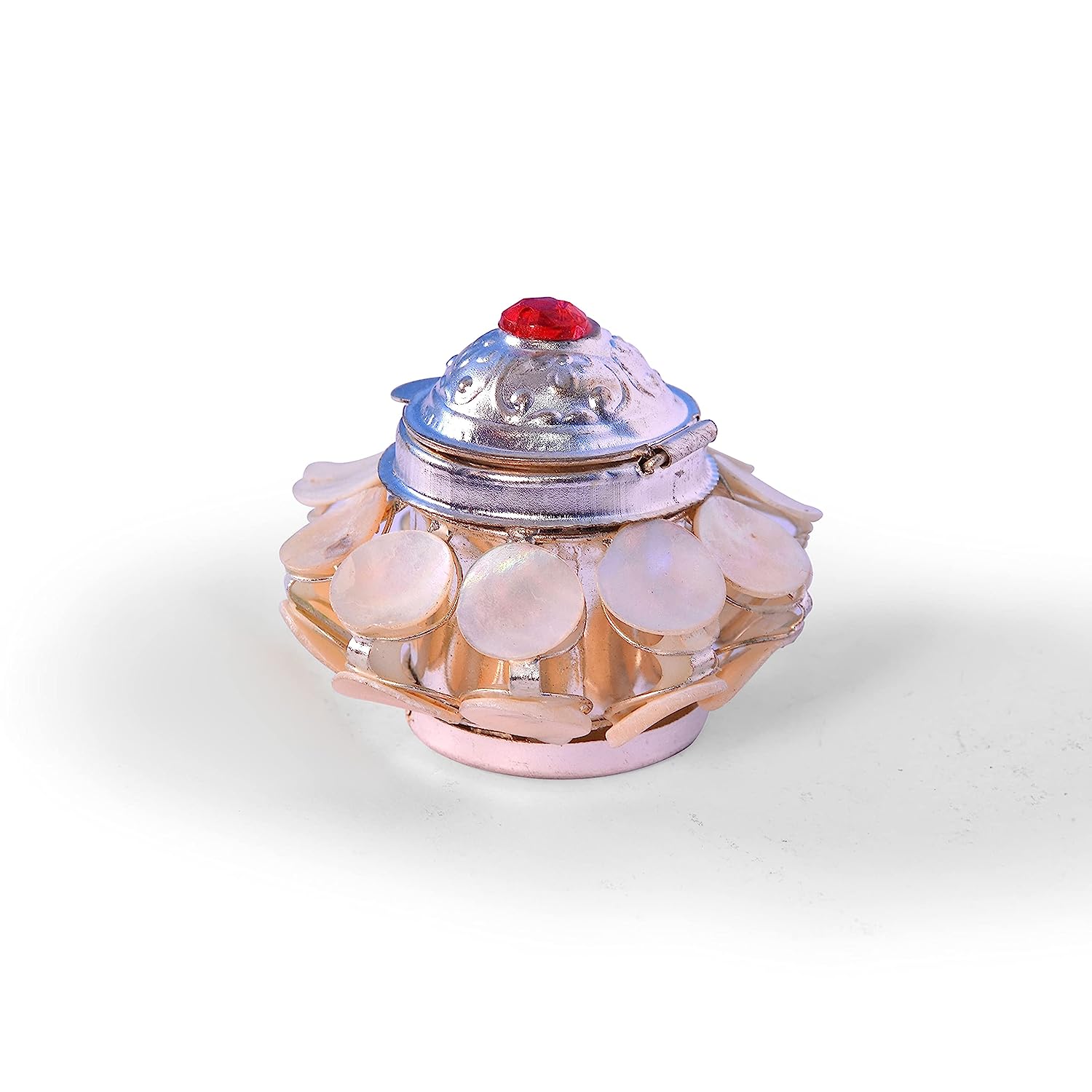 White and Multi Colour Mother of Pearls - Sindoor Box Pack of 2